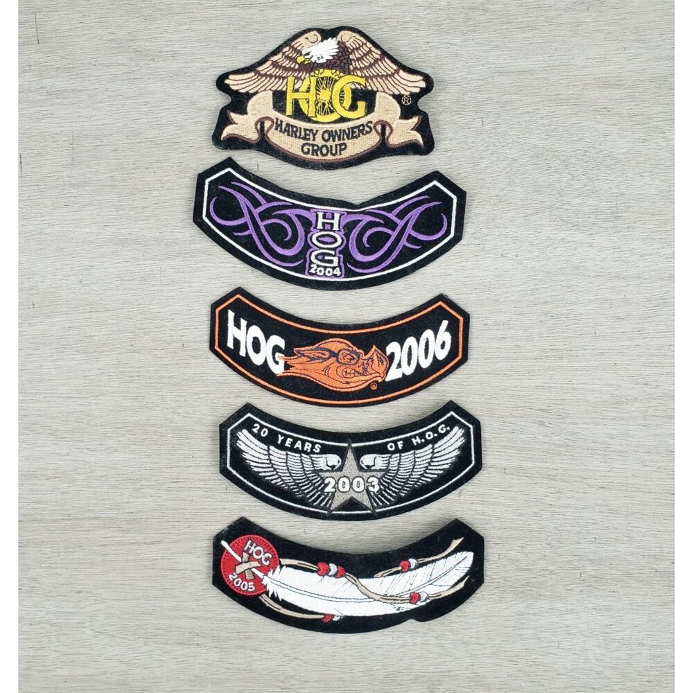 Vintage Lot Of 5 Harley Davidson Motorcycle Biker Hog Eagle Wings Patches